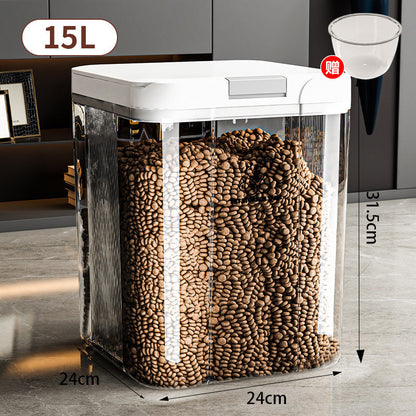 Transparent Airtight Pet Food Storage Container Moisture Proof Sealing Bucket for Cat Dog Food 2.9L-15L