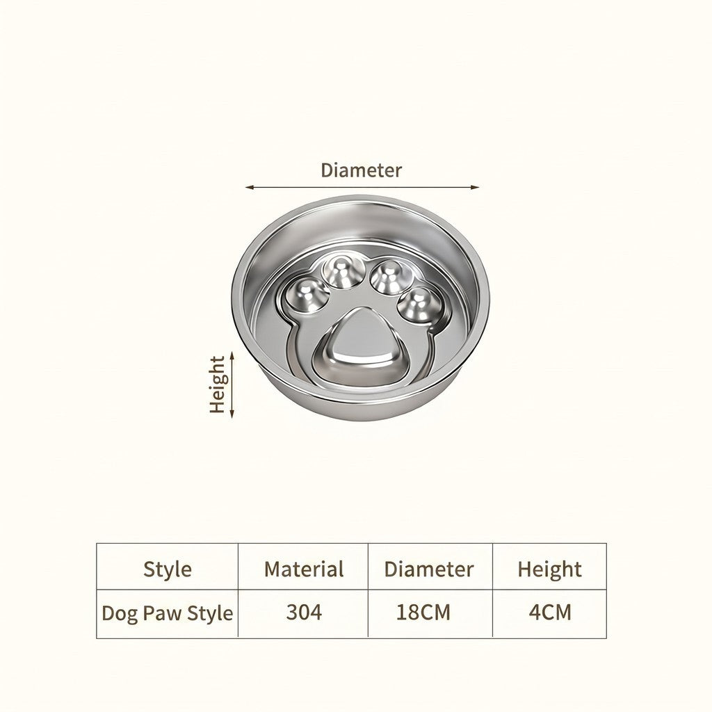 [READY STOCK] Stainless Steel Slow Feeder Bowl for Dog Cat Anti-Choking Healthy Diet Pet Food Basin