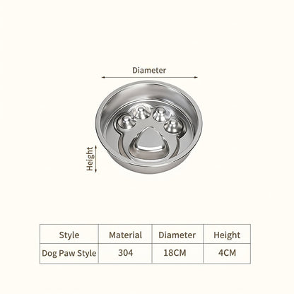 [READY STOCK] Stainless Steel Slow Feeder Bowl for Dog Cat Anti-Choking Healthy Diet Pet Food Basin