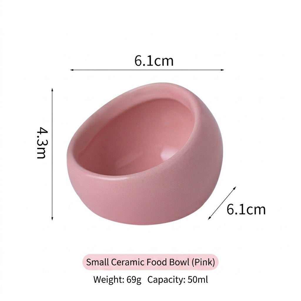 Ceramic Hamster Bowl Slanted Food Feeder Anti-Bite Stable Parrot Sugar Glider Bowl Bekas Makan Hamster