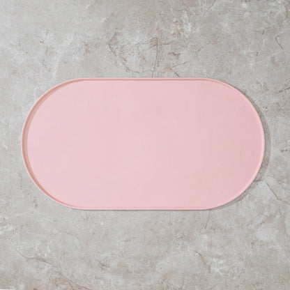Oval Silicone Pet Placemat Waterproof Anti-Slip Food Bowl Mat Overflow Proof Easy Clean Alas Kucing