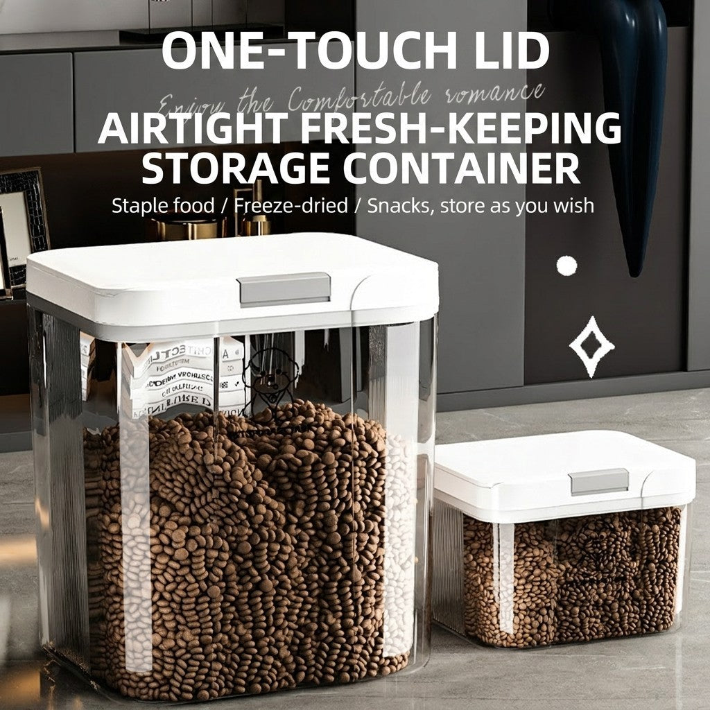 Transparent Airtight Pet Food Storage Container Moisture Proof Sealing Bucket for Cat Dog Food 2.9L-15L