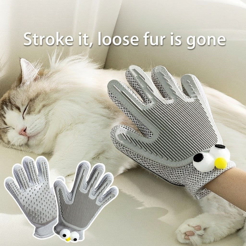 2-in-1 Pet Grooming Glove Cat Dog Hair Remover Deshedding Massage Bath Brush Sarung Tangan Kucing