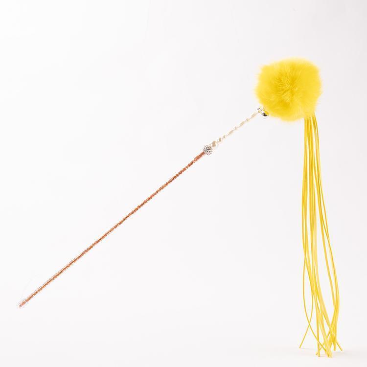 FUREVER365 TM-08 Rabbit Fur Ball & Tassel Cat Teaser - Durable PVC Wand Bouncing Elastic Toy