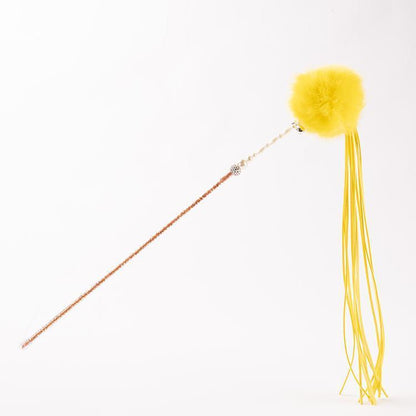 FUREVER365 TM-08 Rabbit Fur Ball & Tassel Cat Teaser - Durable PVC Wand Bouncing Elastic Toy