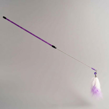 FUREVER365 TM-01 Colorful Rabbit Fur Teaser - High-Elasticity Steel Wire Squeaky Bell Cat Wand Toy