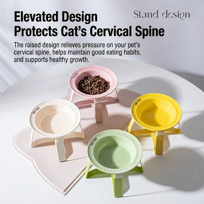 Korean Style Elevated Ceramic Pet Bowl Anti-Black Chin Neck Protection Cat Dog Food Water UFO Bowl