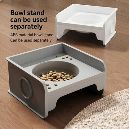 Splicable Elevated Cat Bowl Ceramic Anti-Black Chin Neck Protection Dog Food Water Bowl Mangkuk Kucing