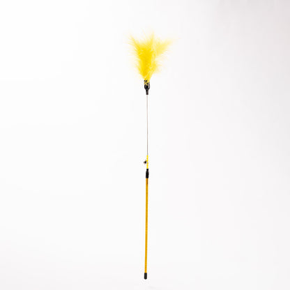 FUREVER365 YM-03 Feather Cat Teaser - High-Elasticity Steel Wire Bite-Resistant Interactive Wand Toy