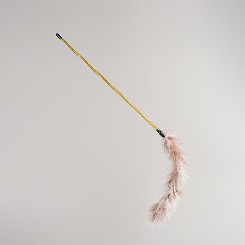 FUREVER365 TM-26 Turkey Feather Cat Teaser-Durable PVC Wand High-Elasticity Steel Wire Bouncing Toy