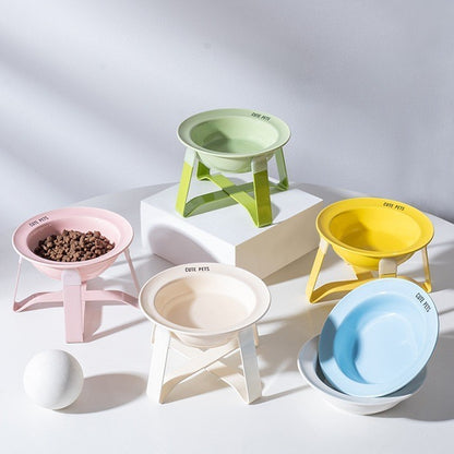 Korean Style Elevated Ceramic Pet Bowl Anti-Black Chin Neck Protection Cat Dog Food Water UFO Bowl