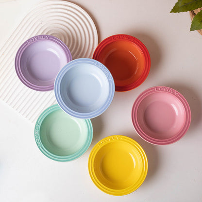French Style Gradient Ceramic Cat Bowl Aesthetic Acrylic Elevated Stand Anti-Black Chin UFO Pet Plate