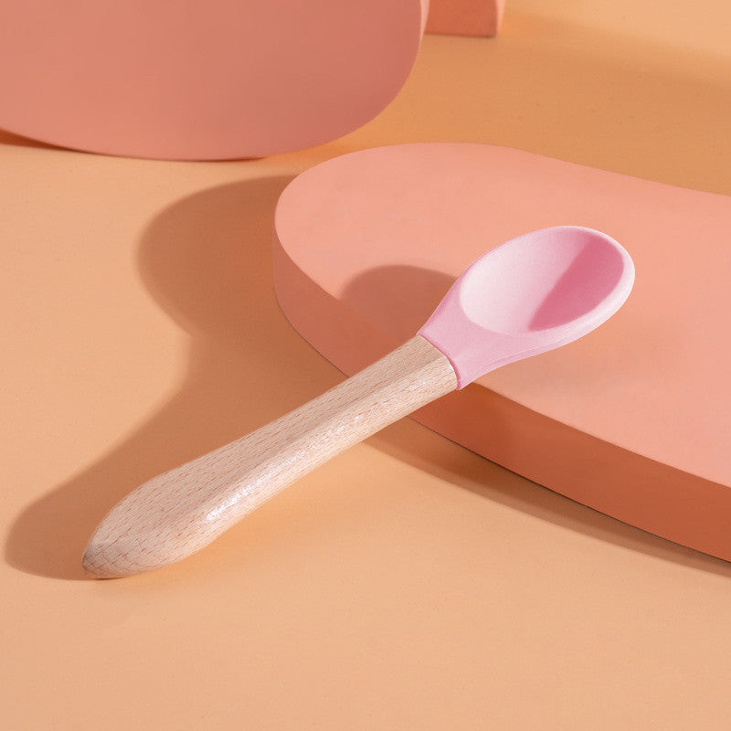 Silicone Pet Canned Food Spoon Wooden Handle Cat Dog Wet Food Feeder Scraper Scoop Food Grade Sudu