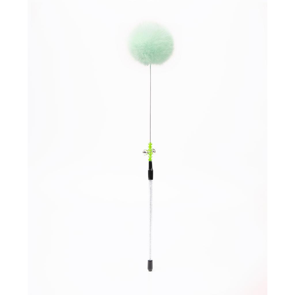 FUREVER365 TM-22 Rabbit Fur Ball Cat Teaser - Agile Short Wand High-Elasticity Steel Wire Toy
