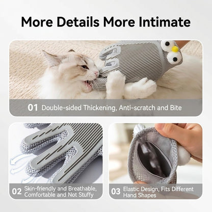 2-in-1 Pet Grooming Glove Cat Dog Hair Remover Deshedding Massage Bath Brush Sarung Tangan Kucing