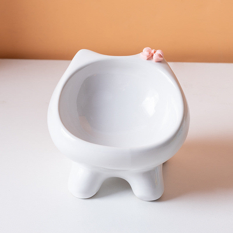 Ins Style Premium Ceramic Pet Bowl Cat Dog Food Water Basin Anti-Black Chin Heavy Duty Mangkuk Kucing