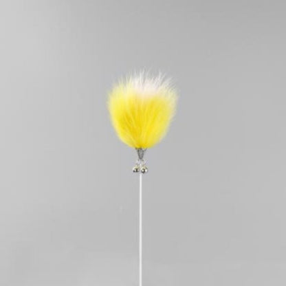 FUREVER365 HM-47 Rainbow Fox Velvet Cat Teaser - Solid Wood Wand Elastic Rope Interactive Plush Toy