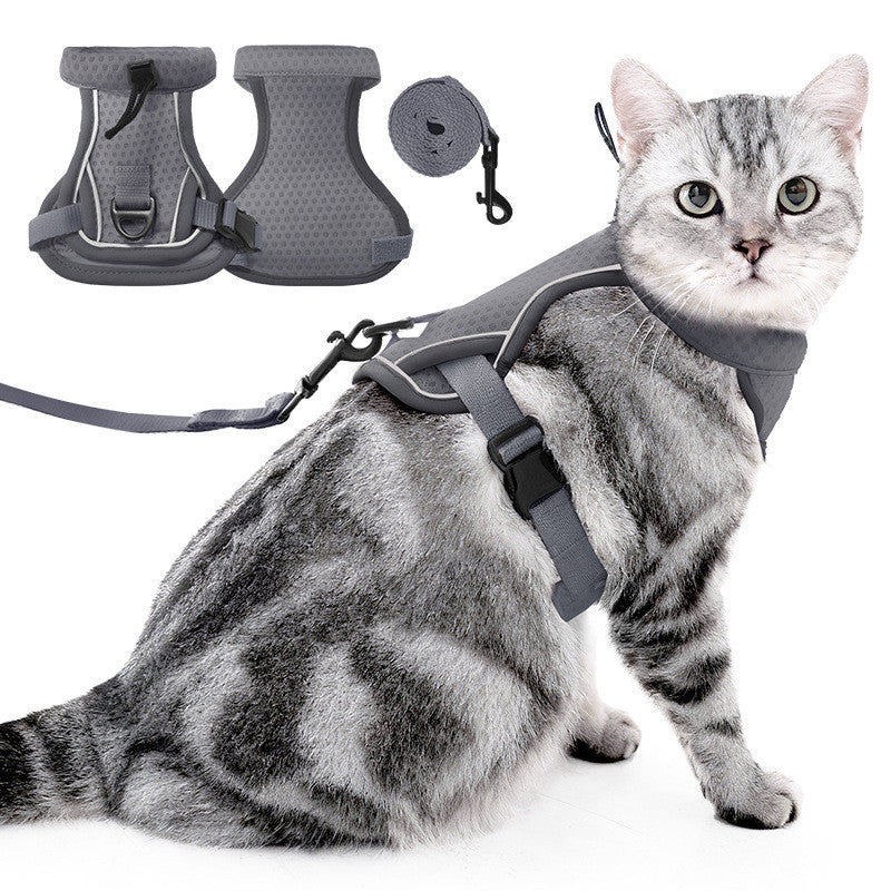 [2026 New] Cat Harness and Leash Set Anti-Escape Reflective Adjustable Breathable Vest Tali Kucing