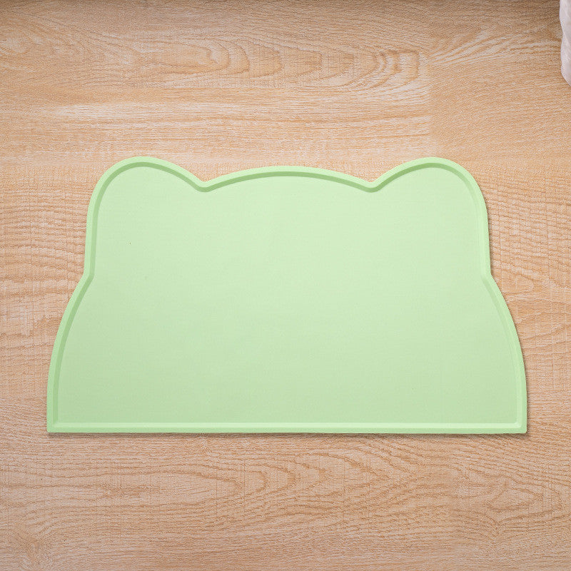Cat Head Silicone Pet Placemat Waterproof Anti-Slip Food Bowl Mat Overflow Proof Easy Clean Alas Makan