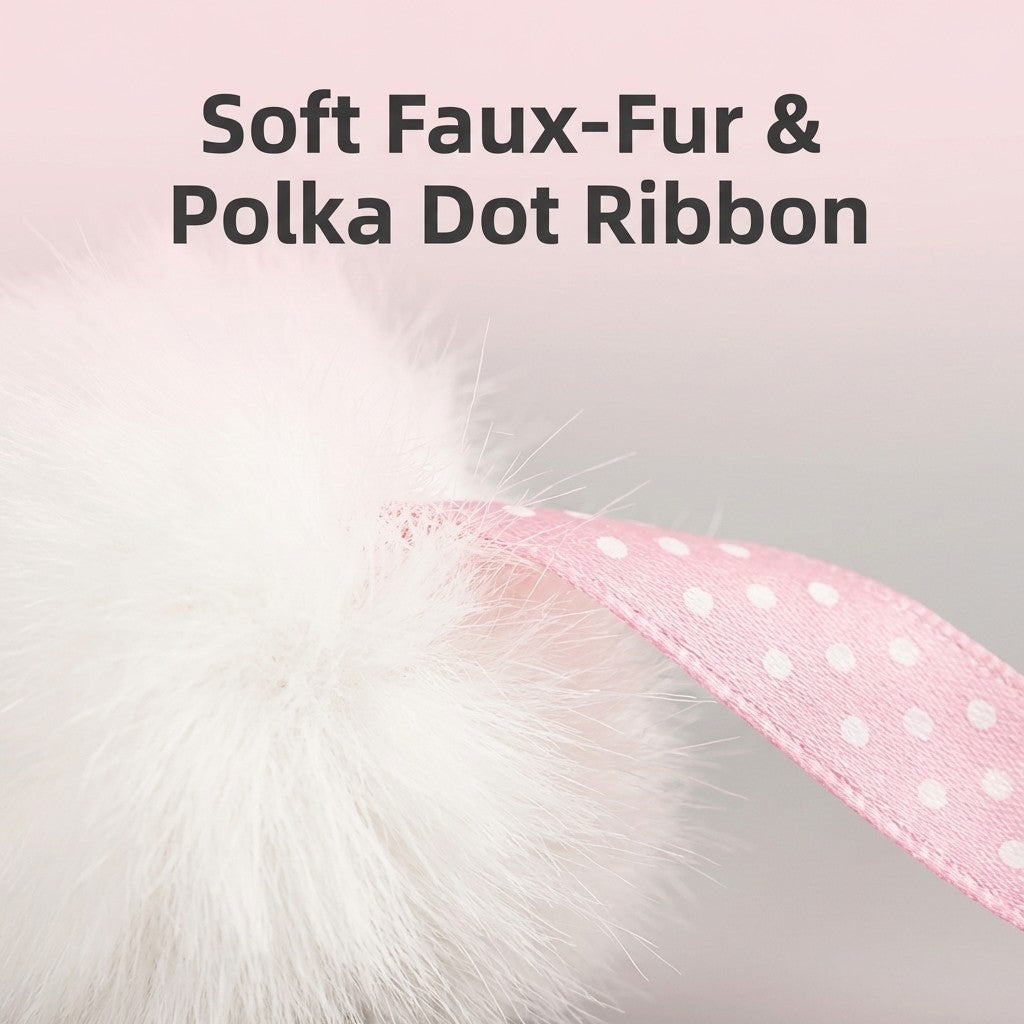 FUREVER365 TM-27 Ribbon Rabbit Fur Ball Cat Teaser - Durable PVC Wand Stylish Interactive Toy