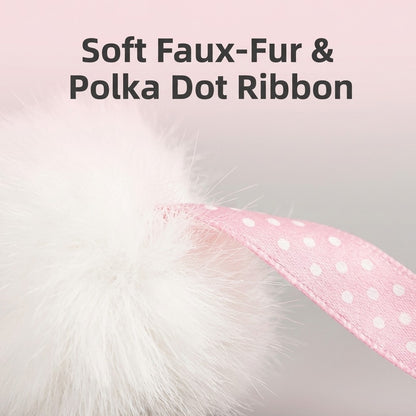 FUREVER365 TM-27 Ribbon Rabbit Fur Ball Cat Teaser - Durable PVC Wand Stylish Interactive Toy