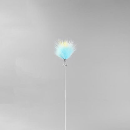 FUREVER365 HM-47 Rainbow Fox Velvet Cat Teaser - Solid Wood Wand Elastic Rope Interactive Plush Toy