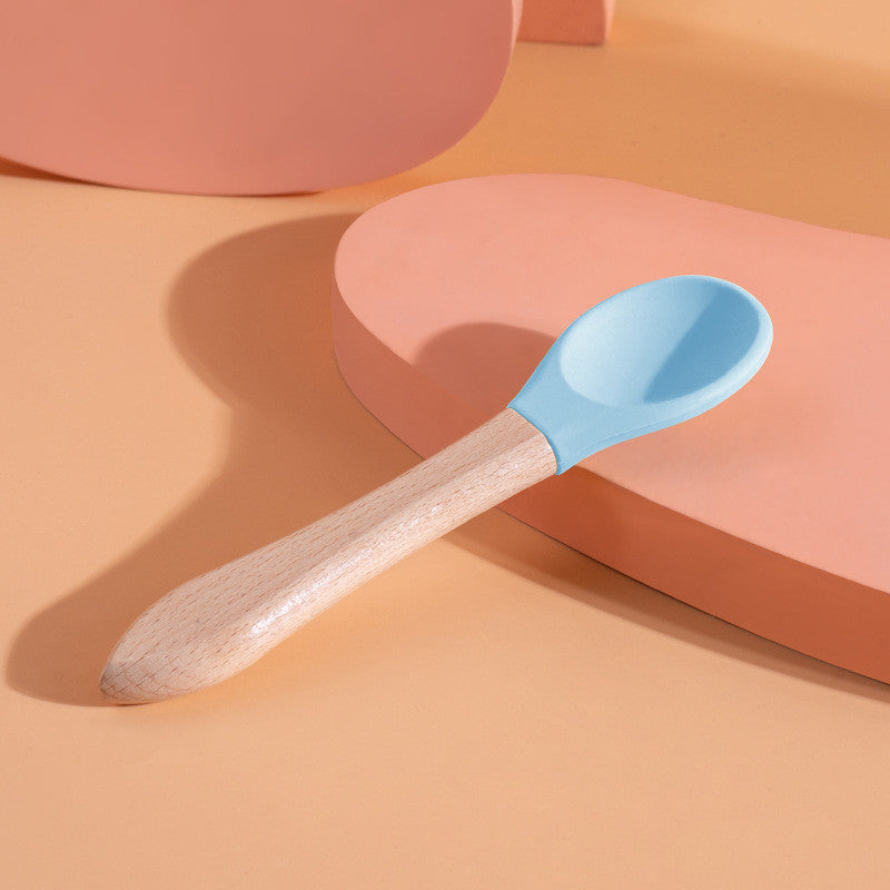 Silicone Pet Canned Food Spoon Wooden Handle Cat Dog Wet Food Feeder Scraper Scoop Food Grade Sudu