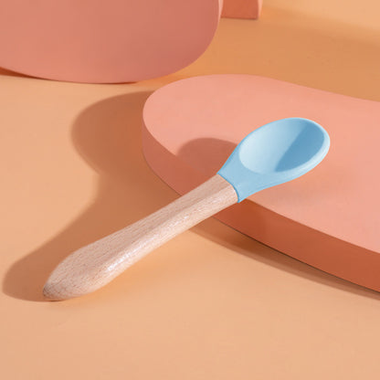 Silicone Pet Canned Food Spoon Wooden Handle Cat Dog Wet Food Feeder Scraper Scoop Food Grade Sudu