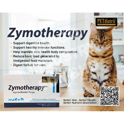 Zymotheraphy for Dogs and Cats. 30 sachets - Boost appetite, digest fur balls, stop indigestion diarrhea