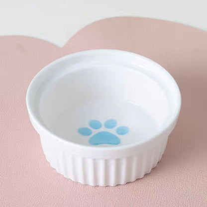 Elevated Ceramic Cat Bowl Tilted Neck Protection Double Bowl Anti-Black Chin Dog Food Water Feeder