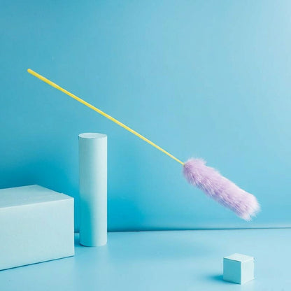 FUREVER365 TM-10 Rabbit Fur Ball Cat Teaser - Durable PVC Wand Wire Interaction Toy
