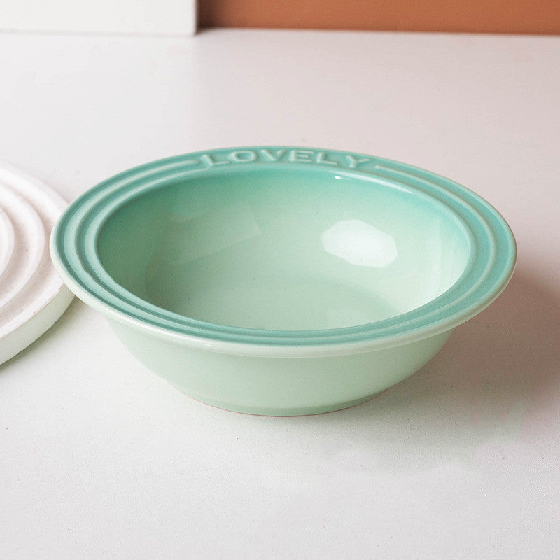 French Style Gradient Ceramic Cat Bowl Aesthetic Acrylic Elevated Stand Anti-Black Chin UFO Pet Plate