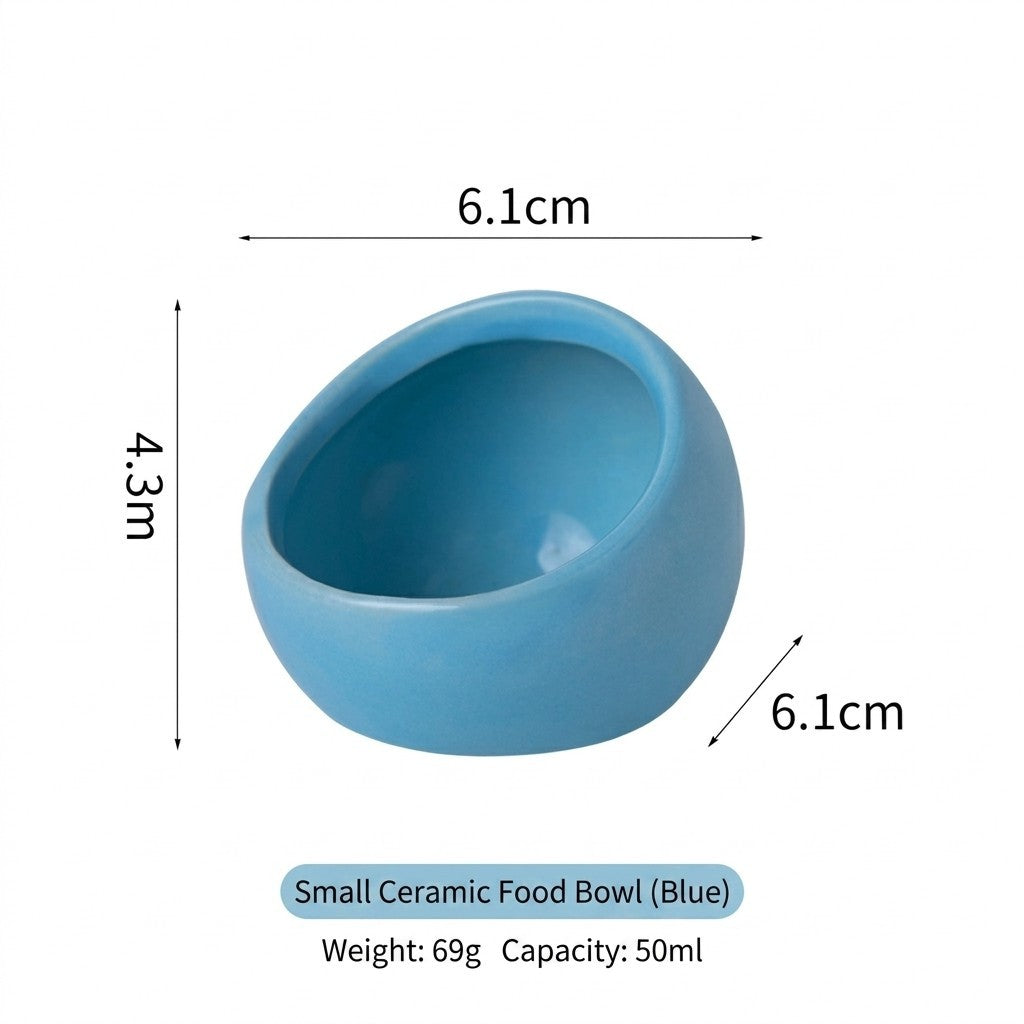 Ceramic Hamster Bowl Slanted Food Feeder Anti-Bite Stable Parrot Sugar Glider Bowl Bekas Makan Hamster