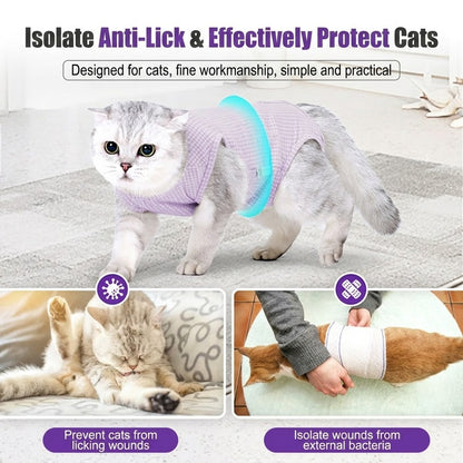 Premium Cotton Cat Recovery Suit Post Surgery Shirt Anti-Lick Sterilization Care Breathable Baju Kucing