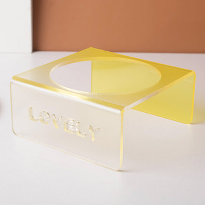 French Style Gradient Ceramic Cat Bowl Aesthetic Acrylic Elevated Stand Anti-Black Chin UFO Pet Plate