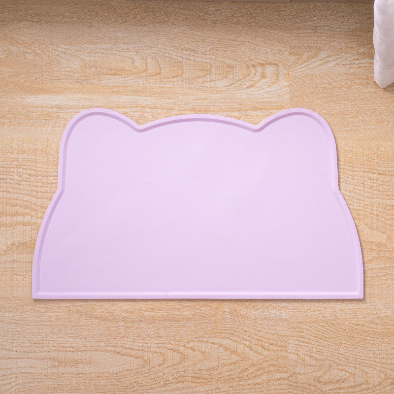 Cat Head Silicone Pet Placemat Waterproof Anti-Slip Food Bowl Mat Overflow Proof Easy Clean Alas Makan