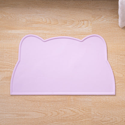 Cat Head Silicone Pet Placemat Waterproof Anti-Slip Food Bowl Mat Overflow Proof Easy Clean Alas Makan