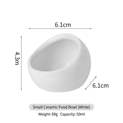 Ceramic Hamster Bowl Slanted Food Feeder Anti-Bite Stable Parrot Sugar Glider Bowl Bekas Makan Hamster