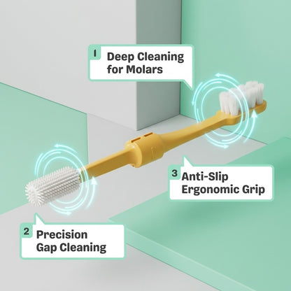 DONE 2-in-1 Pet Dual-Head Toothbrush Silicone Soft Bristle Dog Cat Dental Care Kit Plaque Tartar Remover