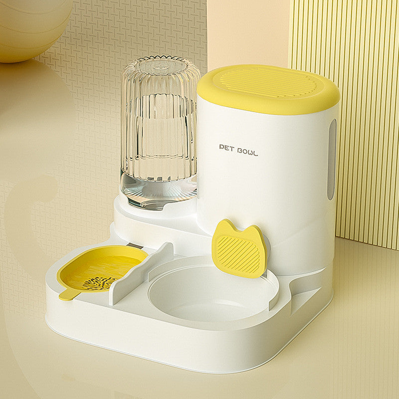 2-in-1 Automatic Pet Feeder Water Dispenser Set Integrated Cat Dog Food Bowl Gravity Waterer Bekas Makan