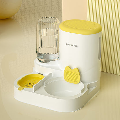 2-in-1 Automatic Pet Feeder Water Dispenser Set Integrated Cat Dog Food Bowl Gravity Waterer Bekas Makan