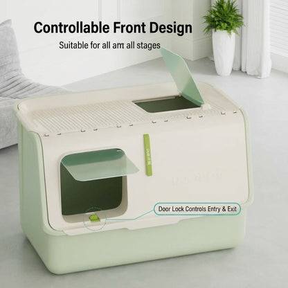 XXL Fully Enclosed Cat Litter Box Top Entry Large Space Odor Control Splash Proof Tandas Kucing