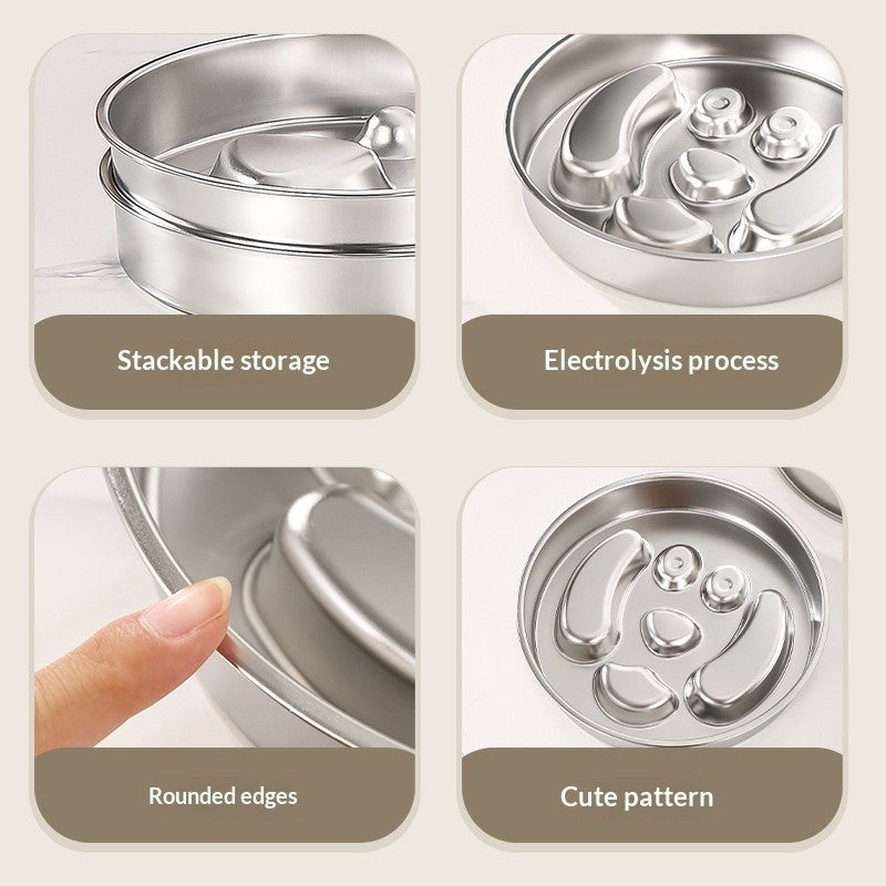 [READY STOCK] Stainless Steel Slow Feeder Bowl for Dog Cat Anti-Choking Healthy Diet Pet Food Basin