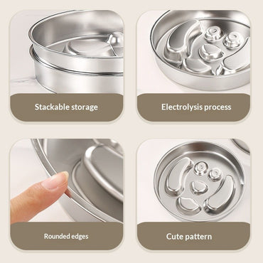 [READY STOCK] Stainless Steel Slow Feeder Bowl for Dog Cat Anti-Choking Healthy Diet Pet Food Basin