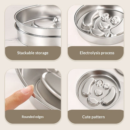 [READY STOCK] Stainless Steel Slow Feeder Bowl for Dog Cat Anti-Choking Healthy Diet Pet Food Basin