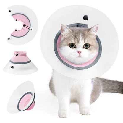 Waterproof PVC Elizabeth Collar Cat Dog Anti Lick Biting Recovery Cone Breathable Pelindung Leher