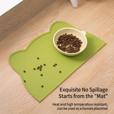 Cat Head Silicone Pet Placemat Waterproof Anti-Slip Food Bowl Mat Overflow Proof Easy Clean Alas Makan