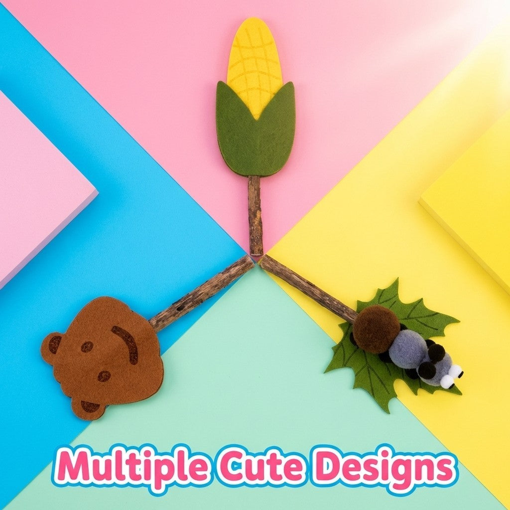 FUREVER365 MT Felt Silver Vine Cat Toy - Natural Actinidia Dental Stick with Soft Handmade Felt Lure