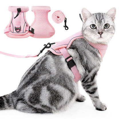 [2026 New] Cat Harness and Leash Set Anti-Escape Reflective Adjustable Breathable Vest Tali Kucing