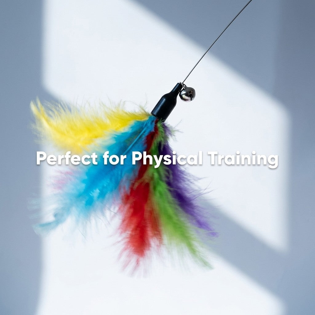 FUREVER365 YM-03 Feather Cat Teaser - High-Elasticity Steel Wire Bite-Resistant Interactive Wand Toy